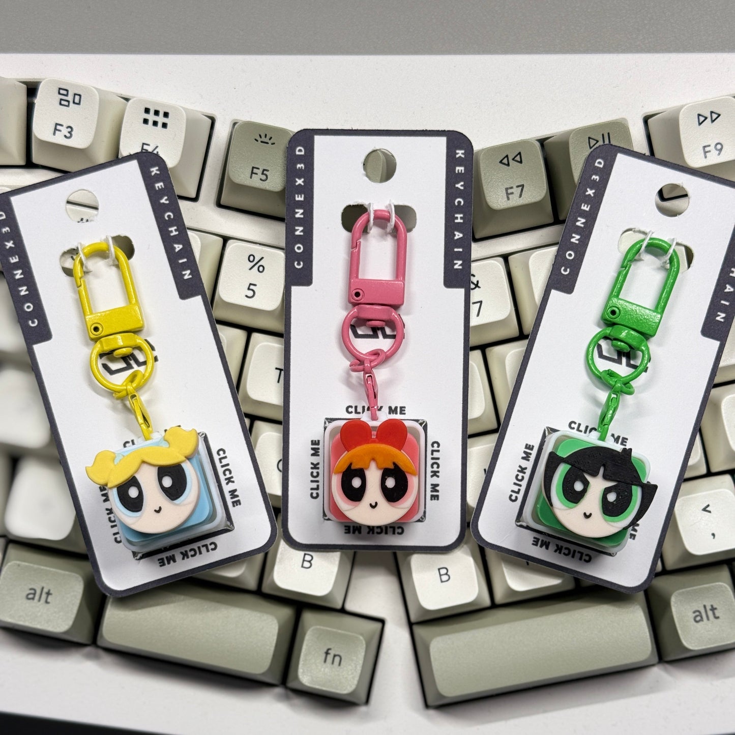 Power Puff Girls Keycap & Keychain | Stress Relief Fidget | Cartoon Collection | 3D Printed Gifts