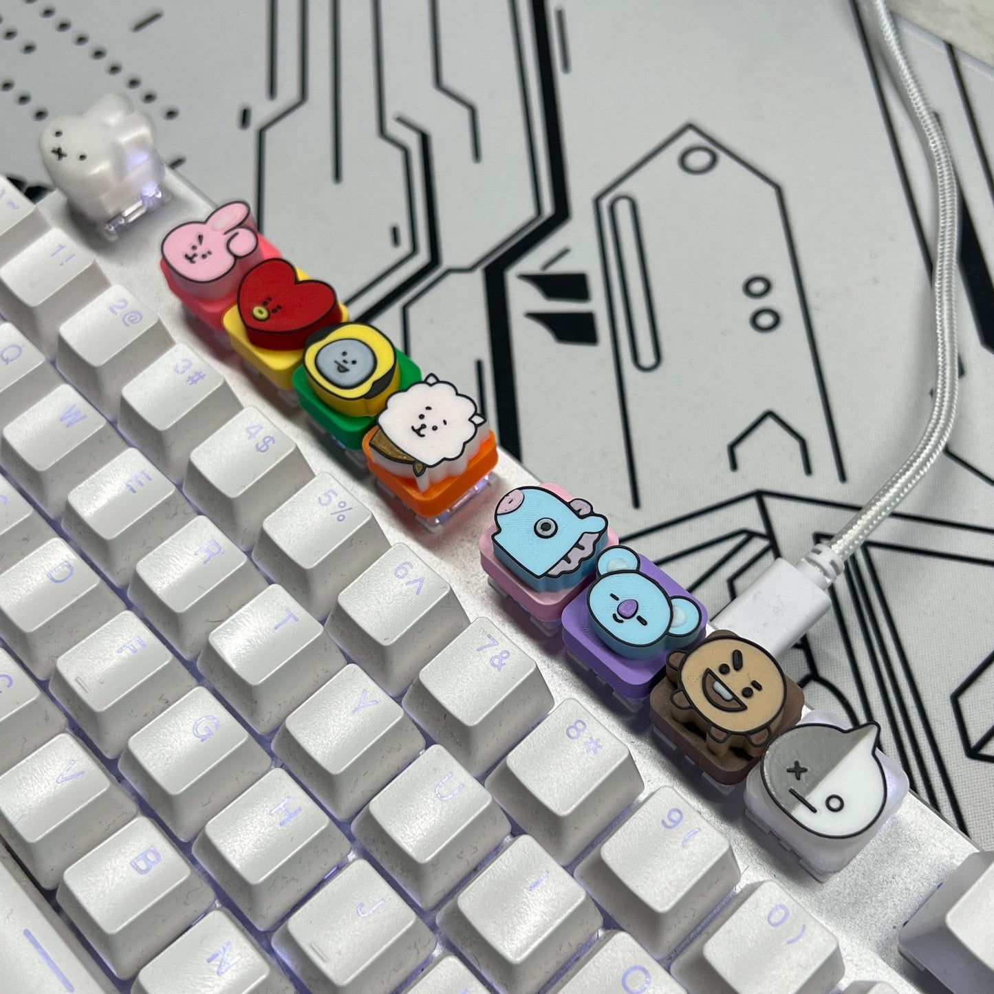 BT21 Keycap & Keychain | Stress Relief Fidget Toy | KPOP Collection | 3D Printed Gifts