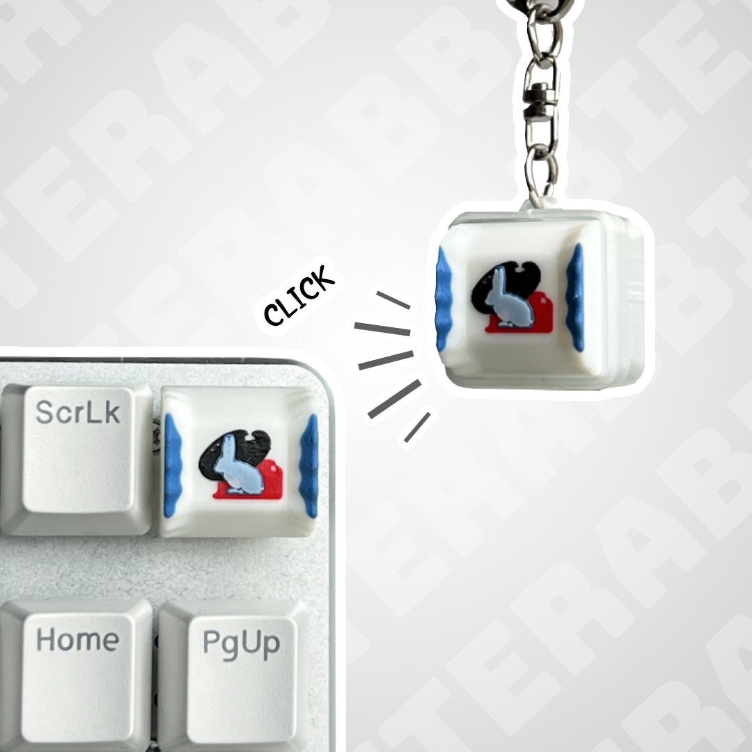 White Rabbit Candy Keycap & Keychain | Stress Relief Fidget Toy | 3D Printed Gifts