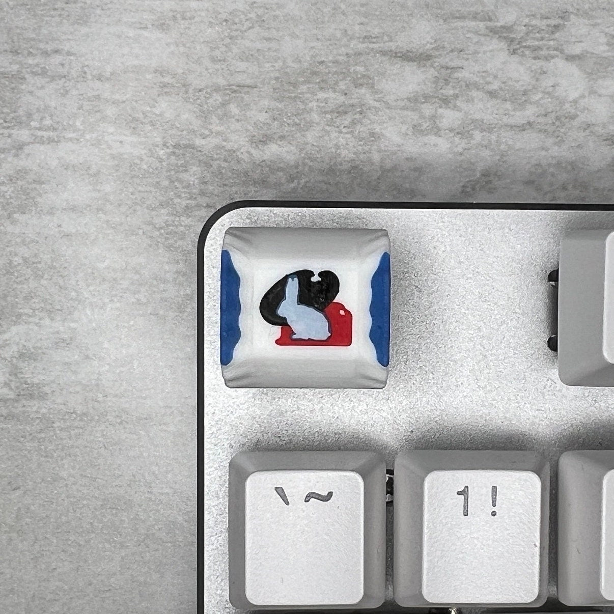 White Rabbit Candy Keycap & Keychain | Stress Relief Fidget Toy | 3D Printed Gifts