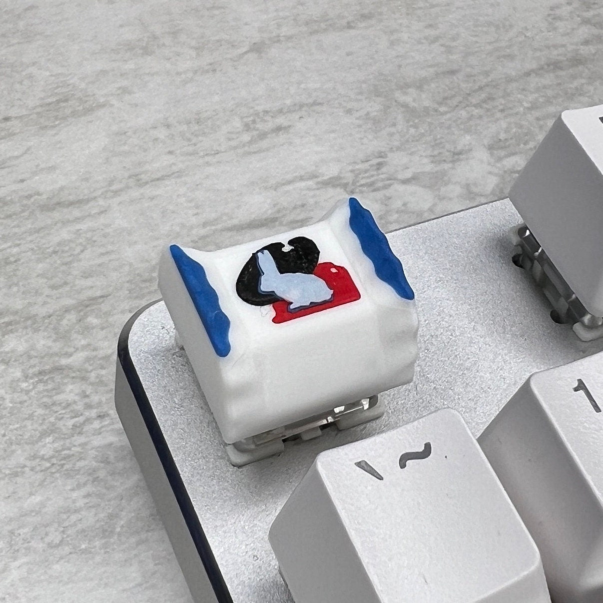 White Rabbit Candy Keycap & Keychain | Stress Relief Fidget Toy | 3D Printed Gifts