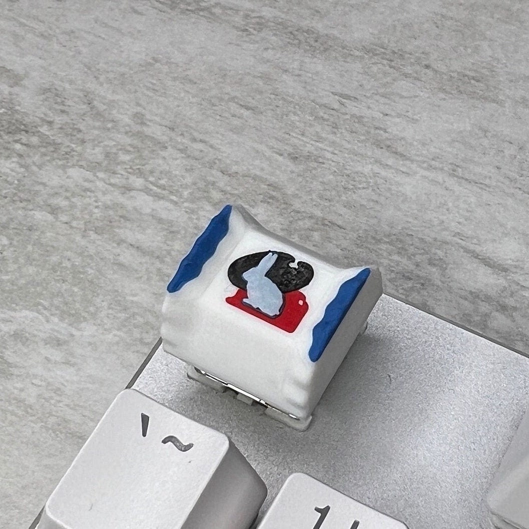 White Rabbit Candy Keycap & Keychain | Stress Relief Fidget Toy | 3D Printed Gifts