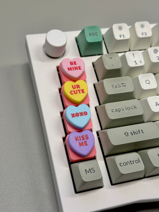 Candy Hearts Keycap & Keychain | Stress Relief Fidget | Cartoon Collection | 3D Printed Gifts