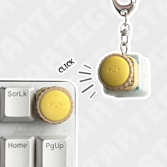 Egg Tart Keycap & Keychain | Stress Relief Fidget Toy | 3D Printed Gifts