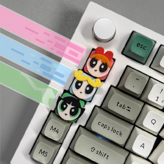 Power Puff Girls Keycap & Keychain | Stress Relief Fidget | Cartoon Collection | 3D Printed Gifts