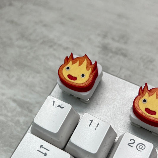 Calcifer Keycap & Keychain | Stress Relief Fidget | Cartoon Collection | 3D Printed Gifts