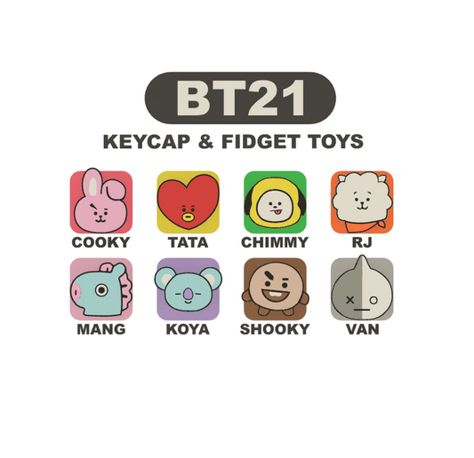 BT21 Keycap & Keychain | Stress Relief Fidget Toy | KPOP Collection | 3D Printed Gifts