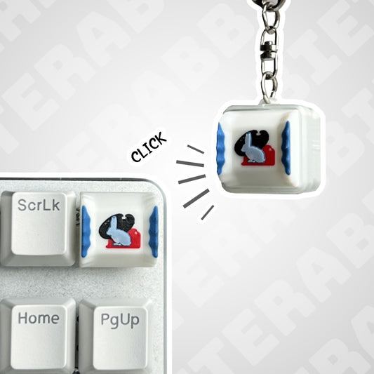 White Rabbit Candy Keycap & Keychain | Stress Relief Fidget Toy | 3D Printed Gifts