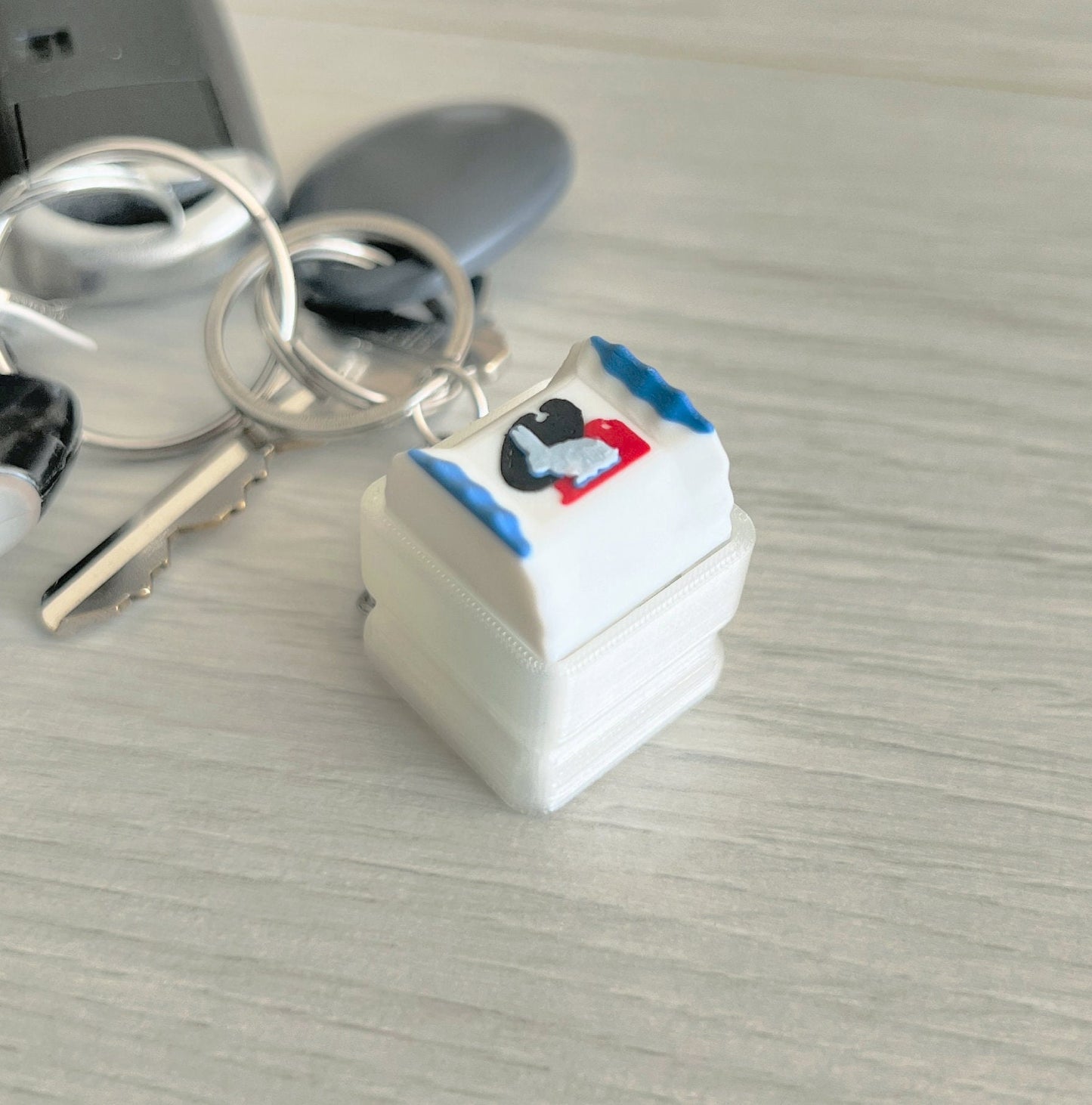 White Rabbit Candy Keycap & Keychain | Stress Relief Fidget Toy | 3D Printed Gifts